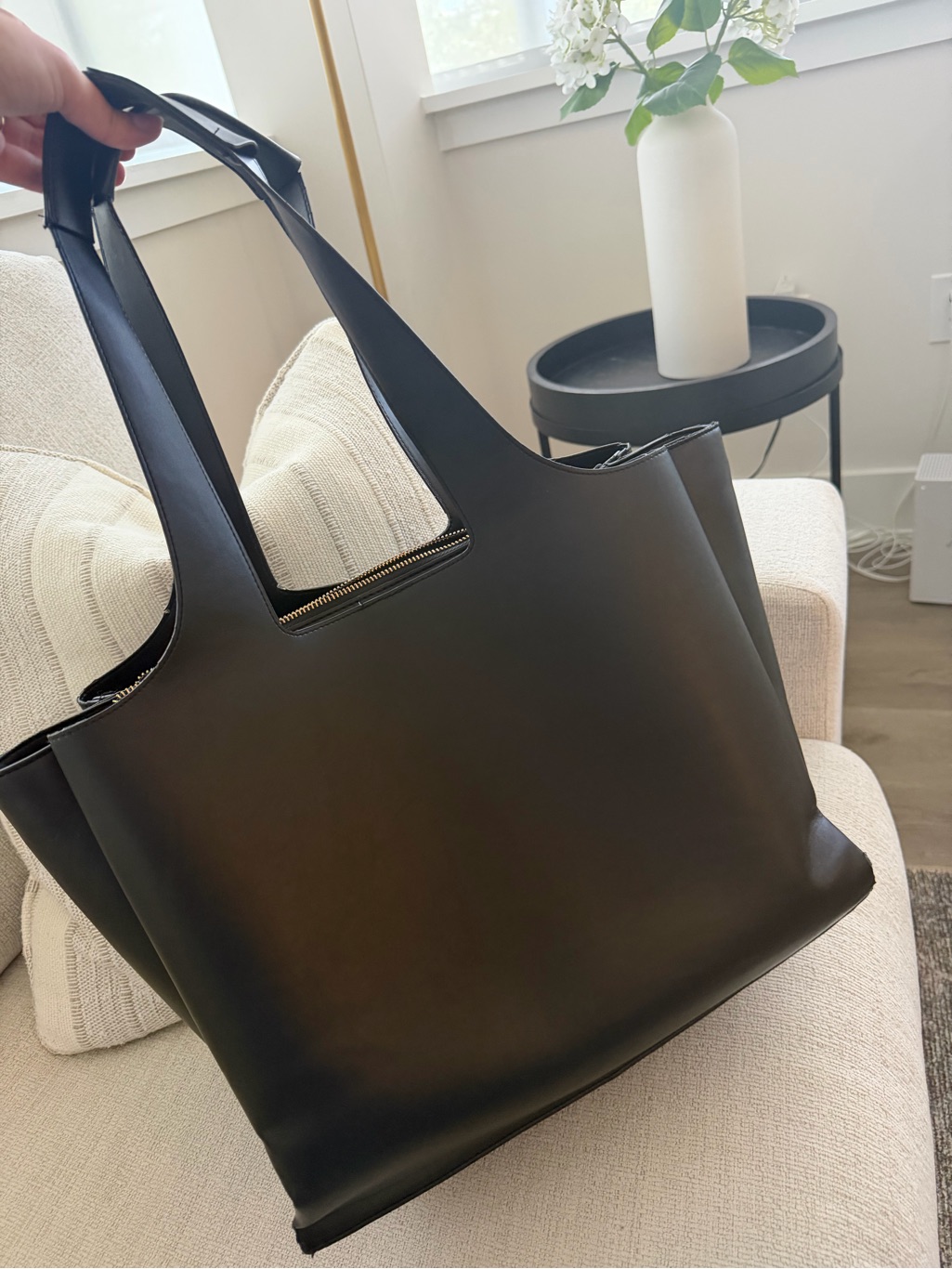 A New Day Black Structured Tote Bag With Top Handles